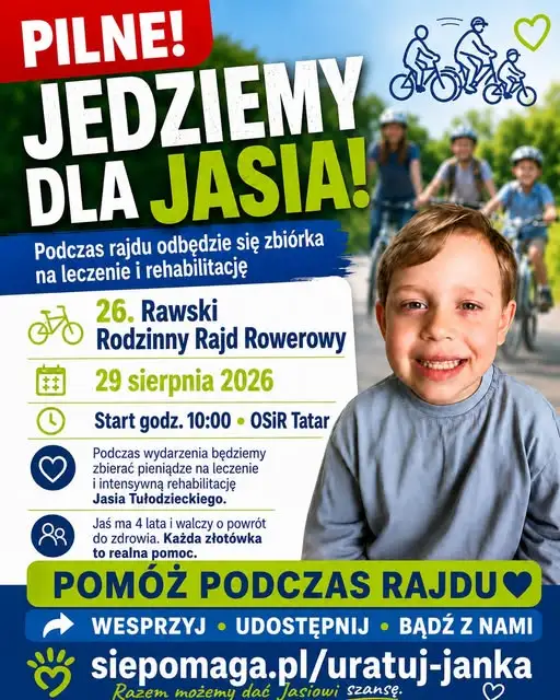 26. Rawski Rodzinny Rajd Rowerowy z celem charytatywnym – zbiórka dla Jasia Tułodzieckiego
