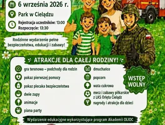 Rodzinny piknik bezpieczeństwa w Cielądzu – nauka przez zabawę 6 września