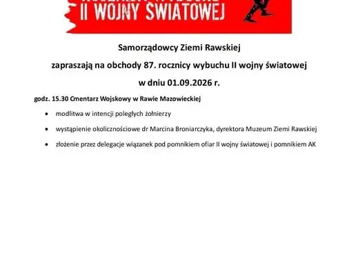 87. rocznica wybuchu II wojny światowej – uroczystości w Rawie Mazowieckiej
