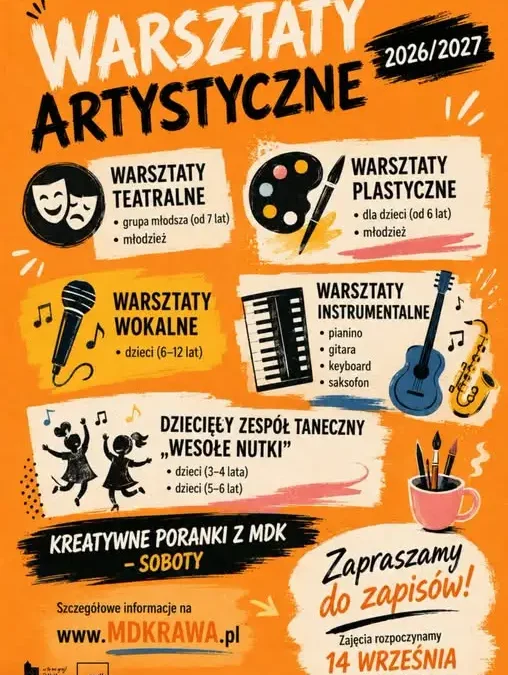 Rusza rekrutacja na warsztaty artystyczne w MDK Rawa Mazowiecka