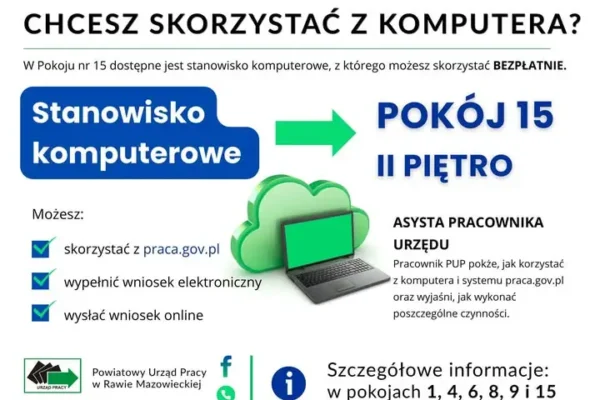 PUP Rawa Mazowiecka: bezpłatne stanowisko komputerowe dla osób bez dostępu do internetu