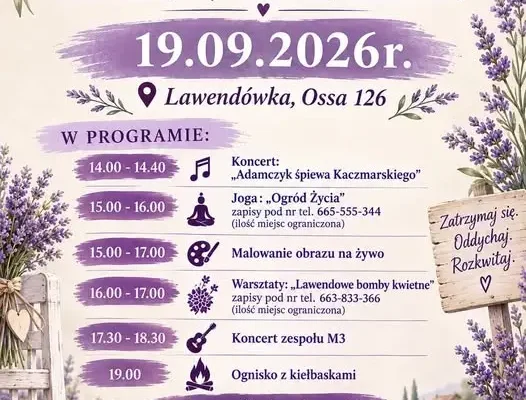 Pożegnanie lata w Lawendówce – joga, warsztaty i koncerty wśród lawendy