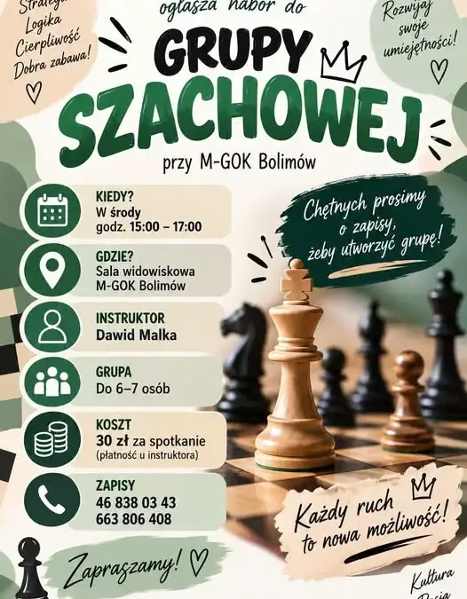 Nowa grupa szachowa w M-GOK Bolimów – rusza nabór chętnych